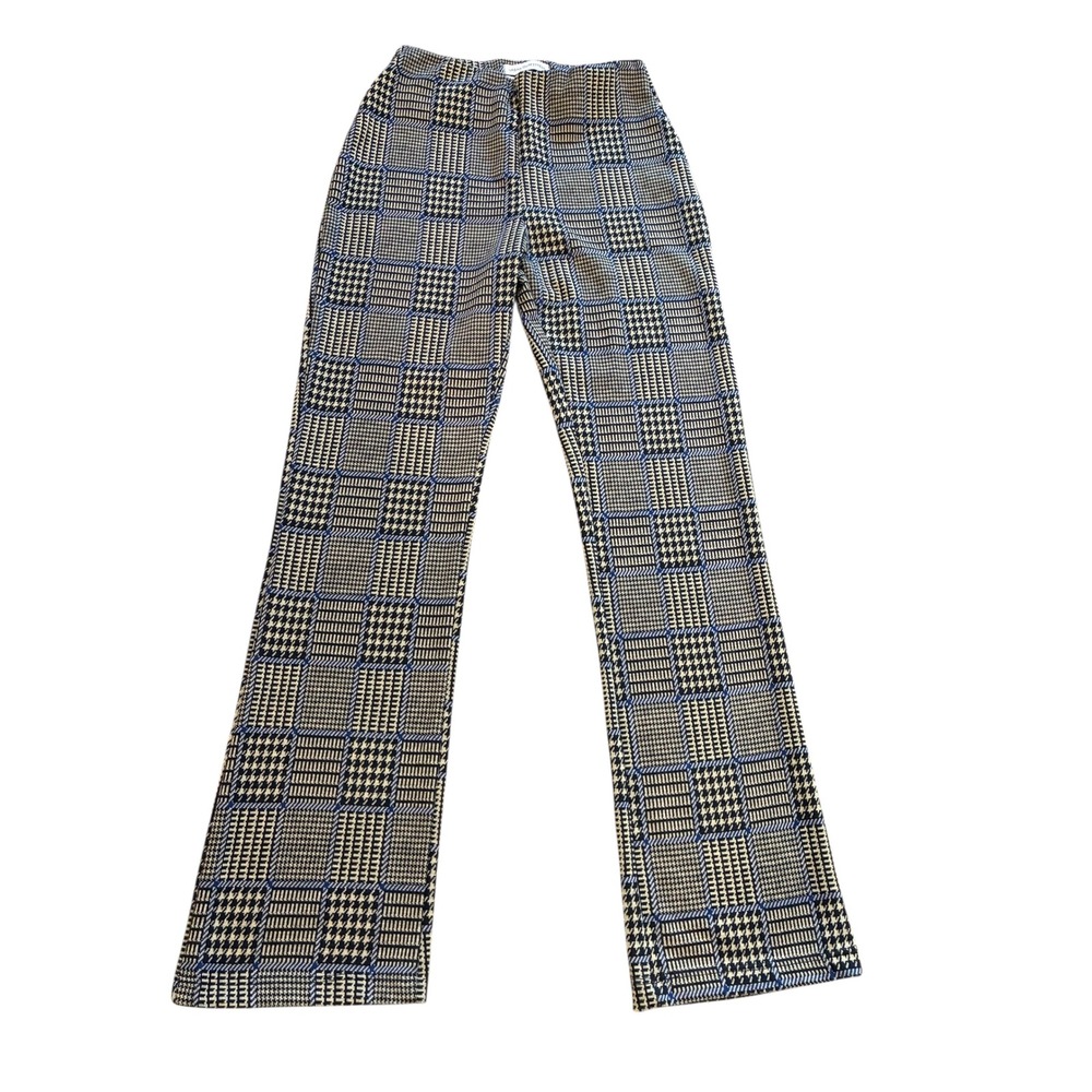 Urban Outfitters Houndstooth Plaid Flare‎ Pants XS TP Beige Black Blue